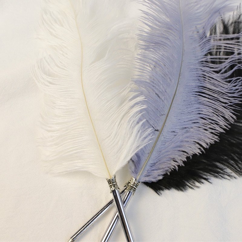 Wedding Signature Pen Ostrich Feather Quill Ballpoint Pen Yellow