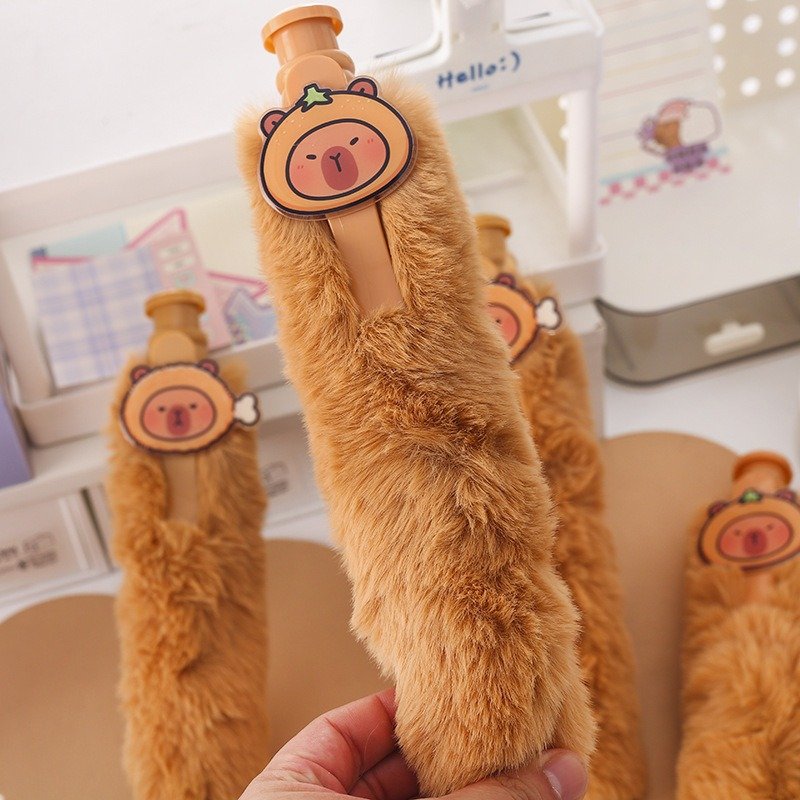 Cartoon Capibala Plush Ballpoint Pen Kawaii Stationery Ballpoint Pen Children's Ballpoint Pen