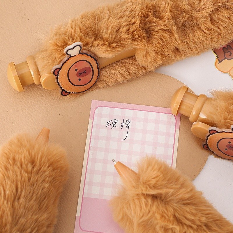 Cartoon Capibala Plush Ballpoint Pen Kawaii Stationery Ballpoint Pen Children's Ballpoint Pen