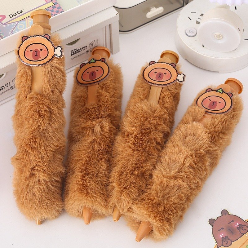 Cartoon Capibala Plush Ballpoint Pen Kawaii Stationery Ballpoint Pen Children's Ballpoint Pen