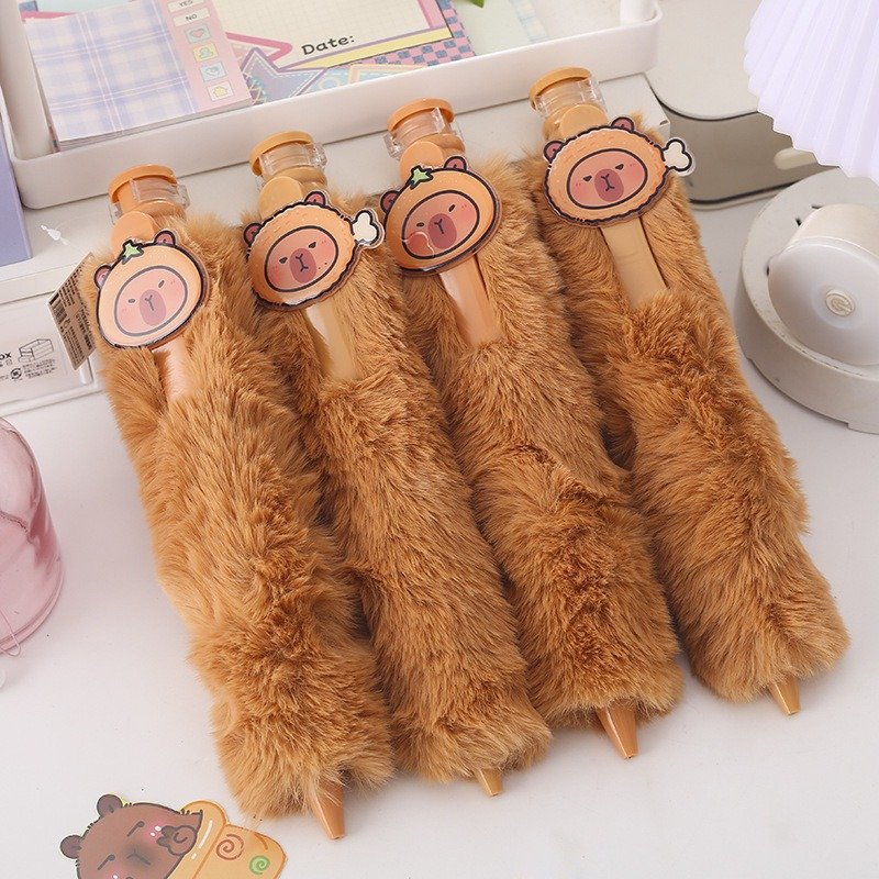 Cartoon Capibala Plush Ballpoint Pen Kawaii Stationery Ballpoint Pen Children's Ballpoint Pen