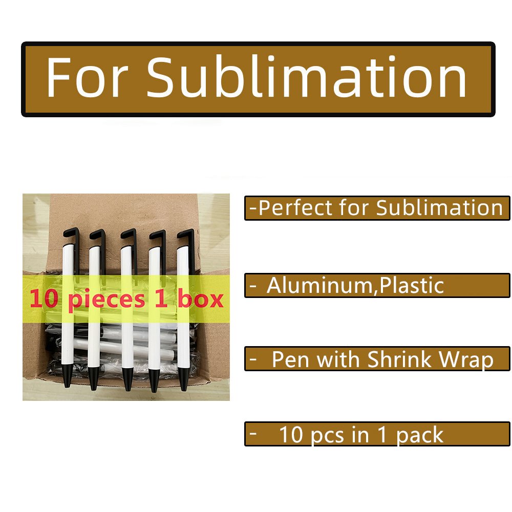 wholesale white metal sublimation blank ballpoint pens with shrink wrap for sublimation pen personalized printing
