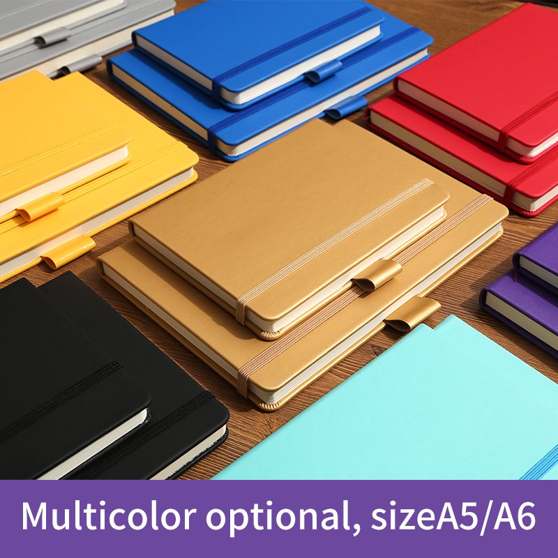 Promotion gift stationery colorful A5/A6 PU leather tie notebook ball metal pen set with nice gift box