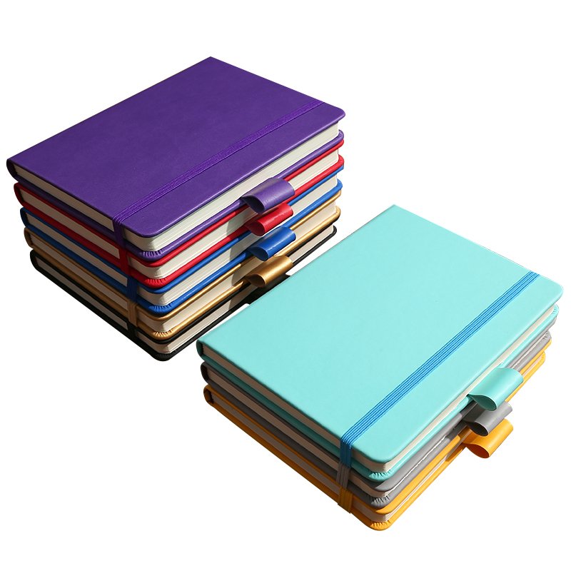 Promotion gift stationery colorful A5/A6 PU leather tie notebook ball metal pen set with nice gift box
