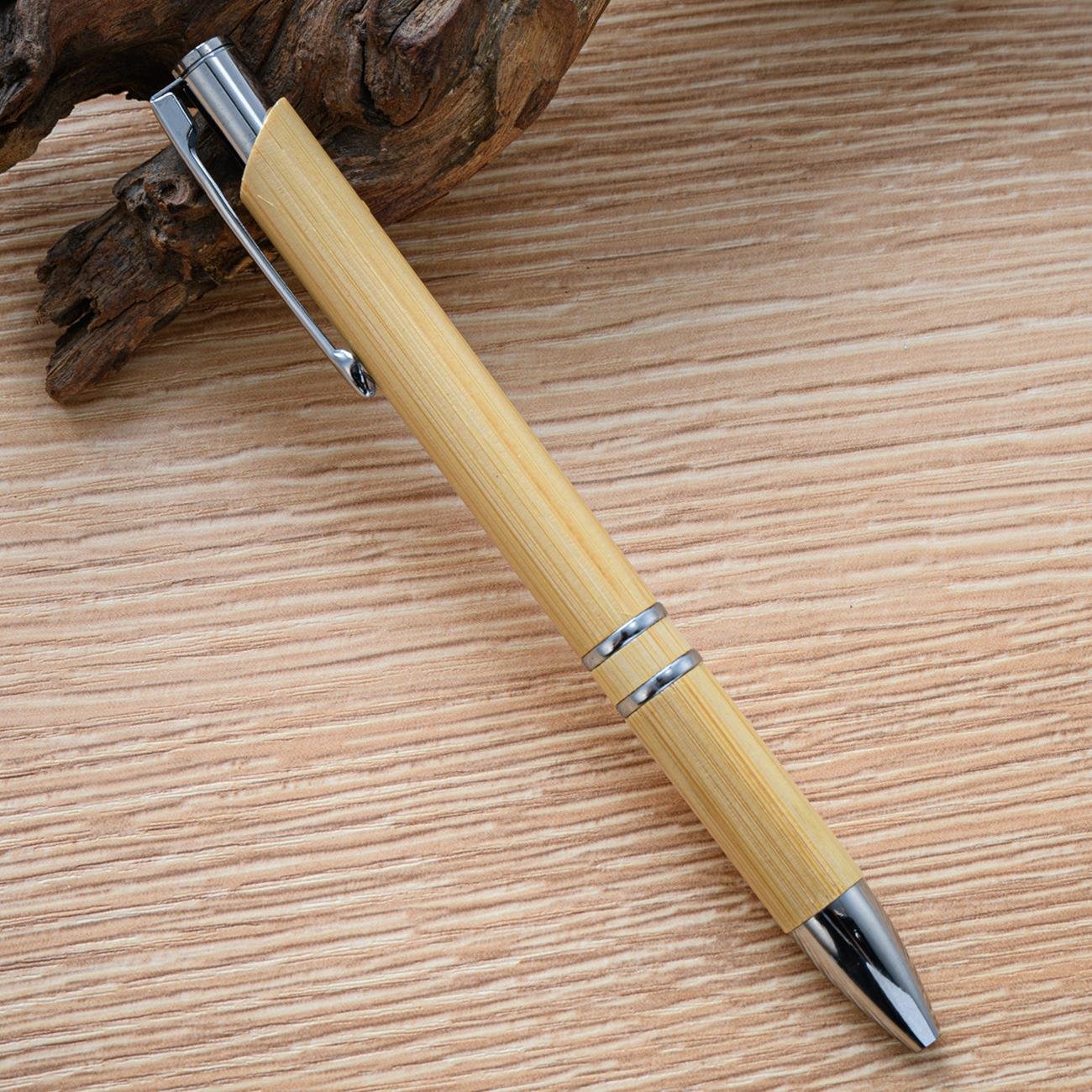 Custom Logo And With Hook Environmental Protection Stationery Executive Bamboo Ballpoint Pen Bamboo Pen