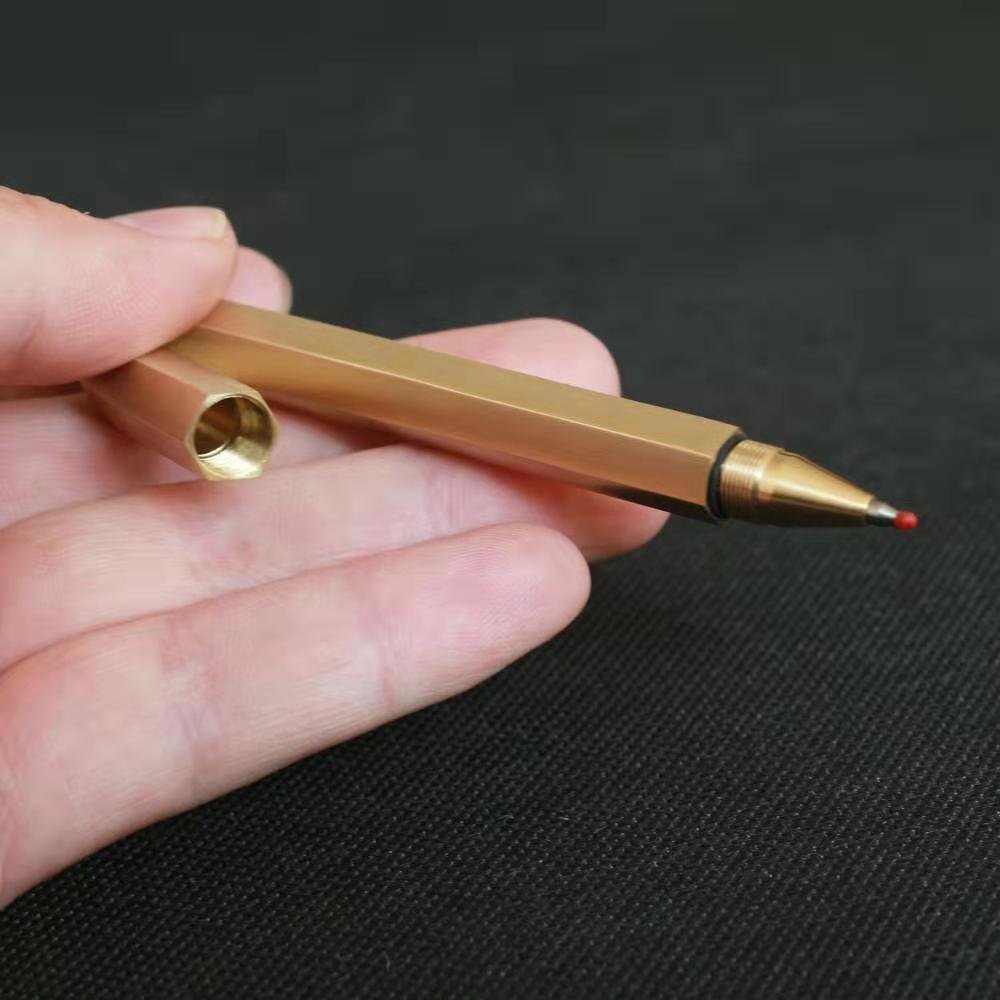 Gift Signature New Design Roller Handmade Copper Brass Pen New Year Vip Client Gifts Champagne Color Square Top Heavy Brass pen