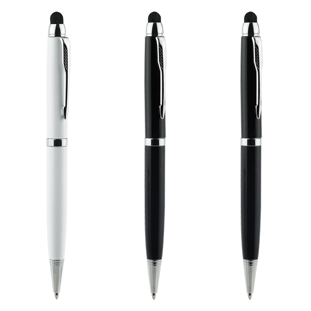 Factory Wholesale Black White Metal Ballpoint Pen Simple Stylus Pen for Touch Screen Custom Logo