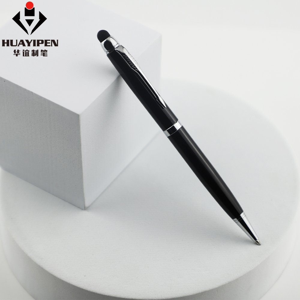 Factory Wholesale Black White Metal Ballpoint Pen Simple Stylus Pen for Touch Screen Custom Logo