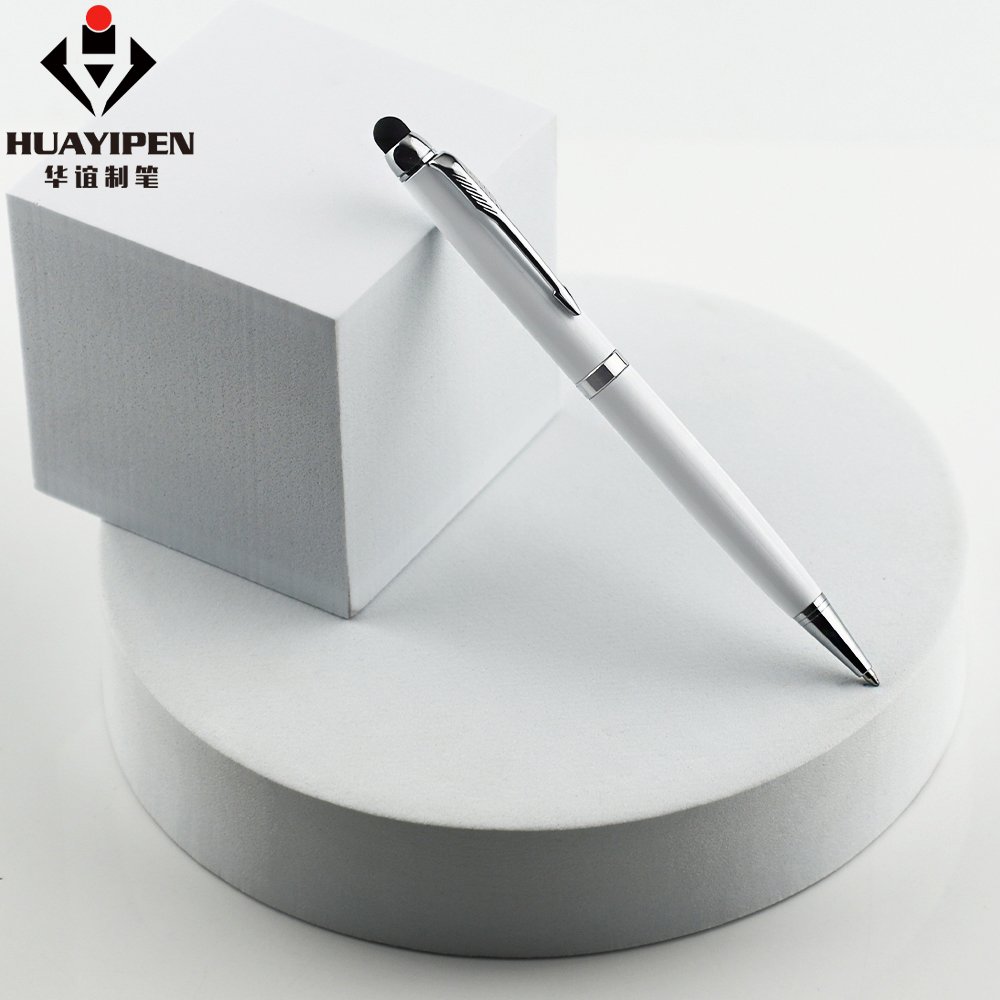 Factory Wholesale Black White Metal Ballpoint Pen Simple Stylus Pen for Touch Screen Custom Logo