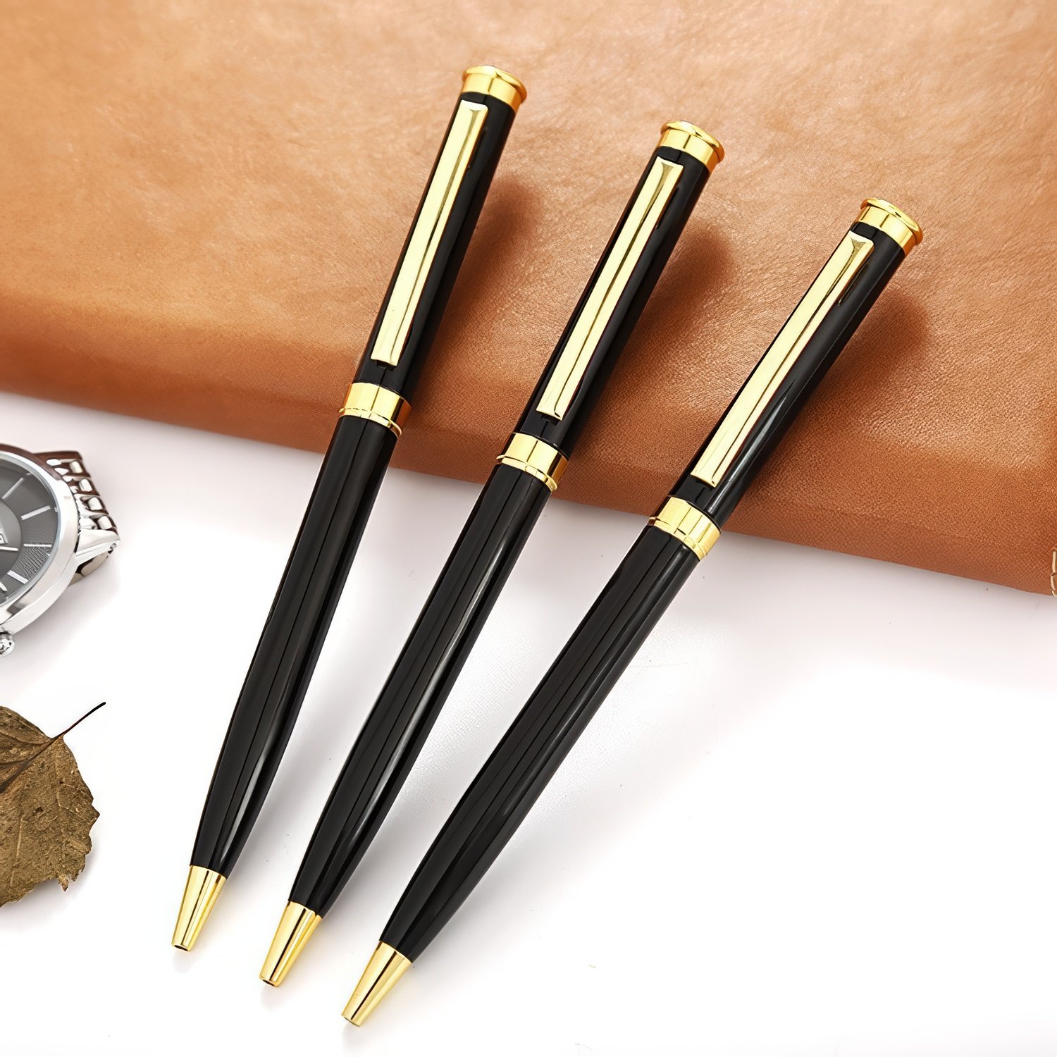 Luxury Customized Logo Ballpoint Pen 1.0mm Metal Body Custom Plating Plastic Steel Material Business Style Gift Promotion
