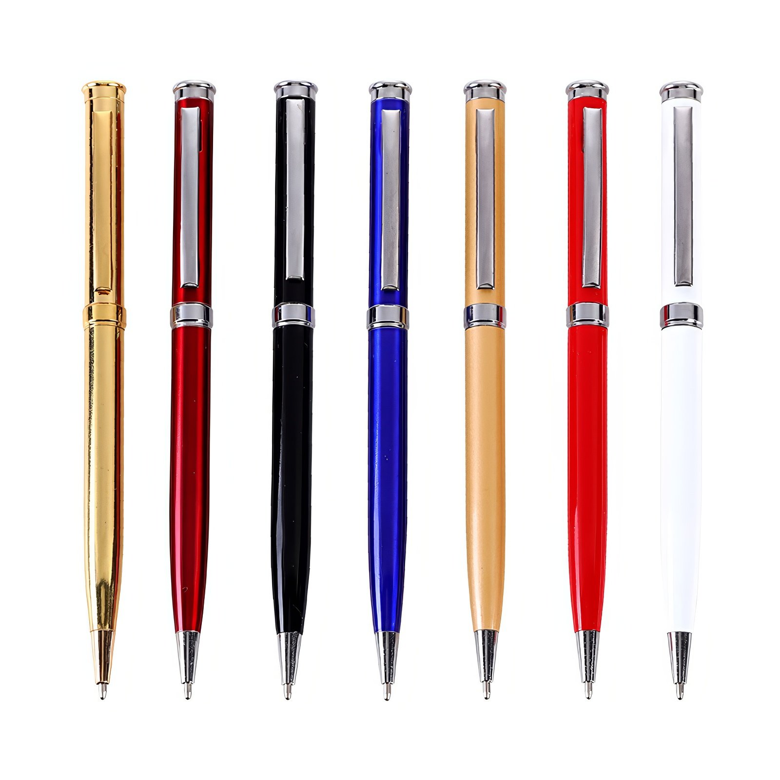 Luxury Customized Logo Ballpoint Pen 1.0mm Metal Body Custom Plating Plastic Steel Material Business Style Gift Promotion