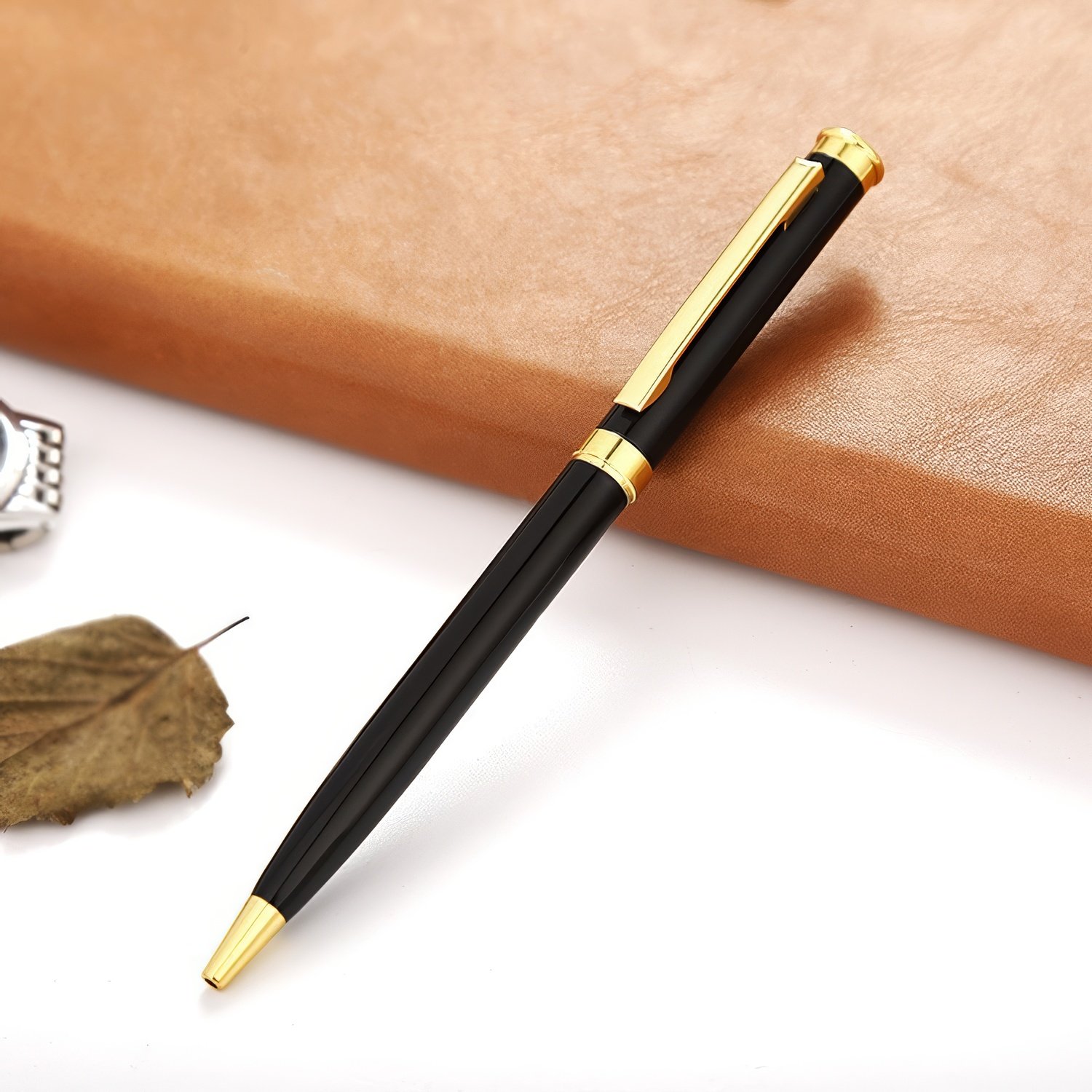 Luxury Customized Logo Ballpoint Pen 1.0mm Metal Body Custom Plating Plastic Steel Material Business Style Gift Promotion