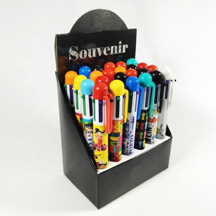 Novelty high quality Multicolored ballpoint pen 6 color ball pen with heat transfer printing for study souvenir pen