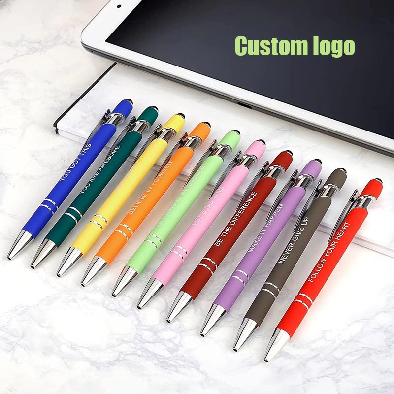 Promotional Gift Multifunction Ball Pen with Stylus Tip Soft Touch Screen Pen 2 In 1 Custom Logo luxury Metal Ballpoint Pens