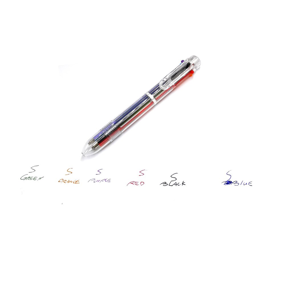 Hot sell Multicolor Ballpoint Pens 6-in-1 Retractable Ballpoint Pens 6 Color 0.5 mm Shuttle Pens