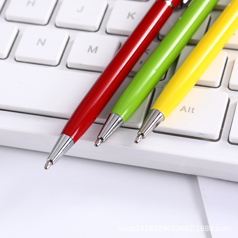 Promotional hotel slim cheap 2 in 1 Metal Ballpoint Pen logo With Stylus Touch Screen Customized Logo Printed Ball Point