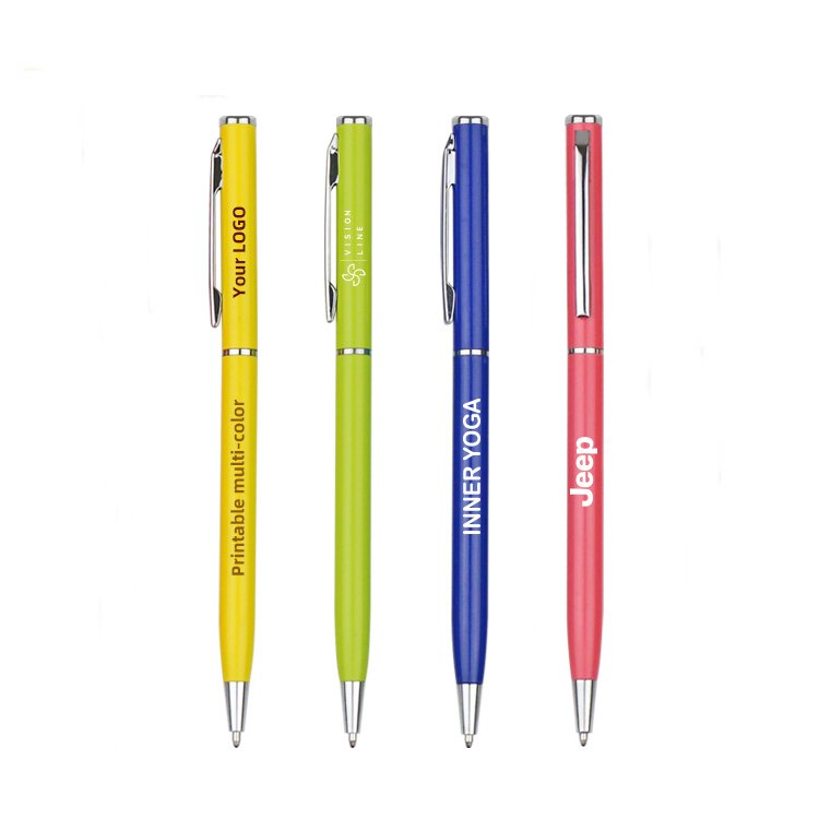 New hot sale luxury slim business metal ballpoint pen as giveaway gifts and office advertising with customized logo