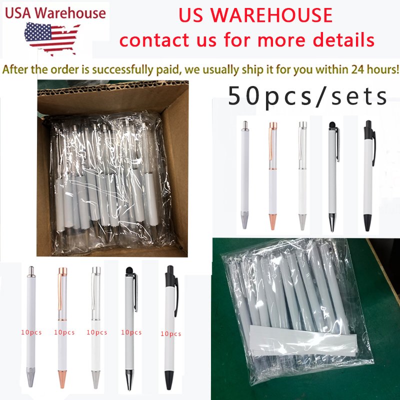 USA warehouse Transfer Printing Ballpoint Pen laser Logo Pens Sublimation pen