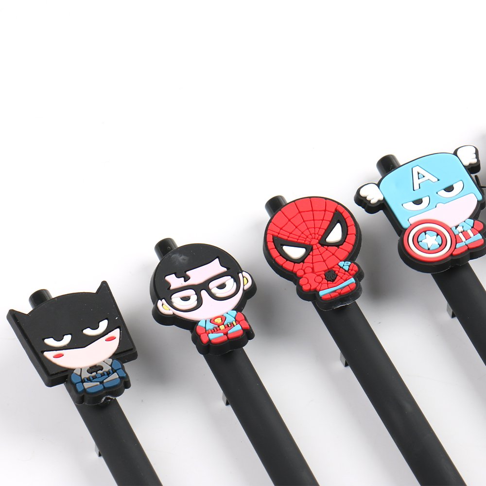 Factory custom Cartoon superhero doll toy ballpoint pen boys promotional gift 0.5mm plastic press styling pen for kids