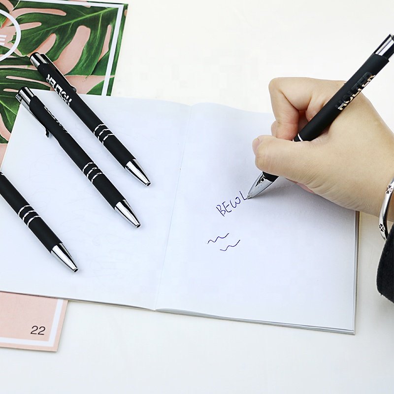BECOL Promotional Luxury Black Ballpoint Pen High End Business Pen Matte Metal Ball Pen with Custom Logo for Advertising