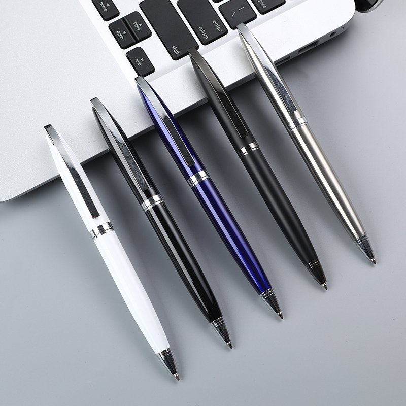 2024 Factory Outlet Wholesale All Silver Metal Ball Pen Personalized Logo Matte Black Color High Grade Gift Ballpoint Pens