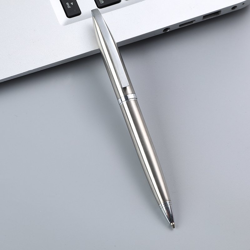 2024 Factory Outlet Wholesale All Silver Metal Ball Pen Personalized Logo Matte Black Color High Grade Gift Ballpoint Pens