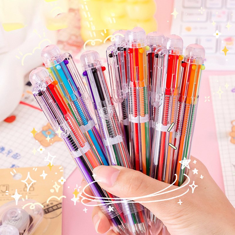 0.7mm 6-in-1 Multicolor Ballpoint Pen,6-Color Retractable Ballpoint Pens for Office School Supplies Students Children Gift