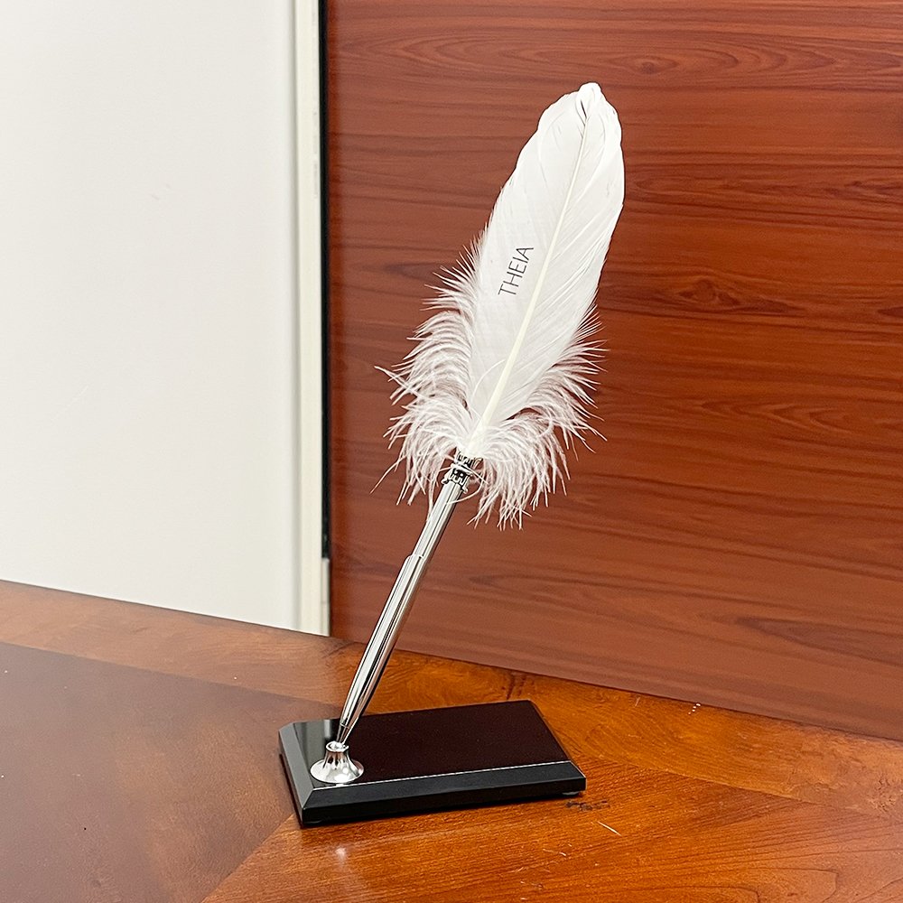 Company annual gift idea writing accessories luxury black office signing pen goose feather quill pens black feather pen