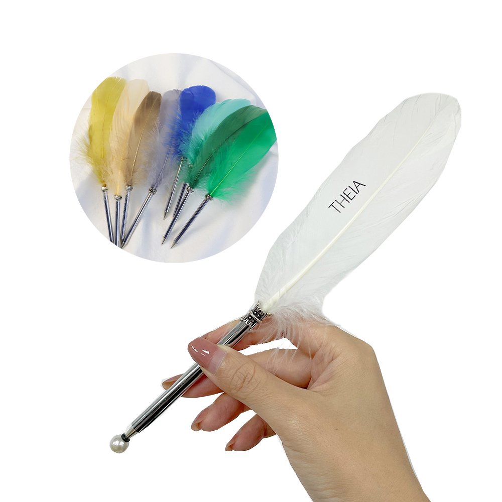 Company annual gift idea writing accessories luxury black office signing pen goose feather quill pens black feather pen