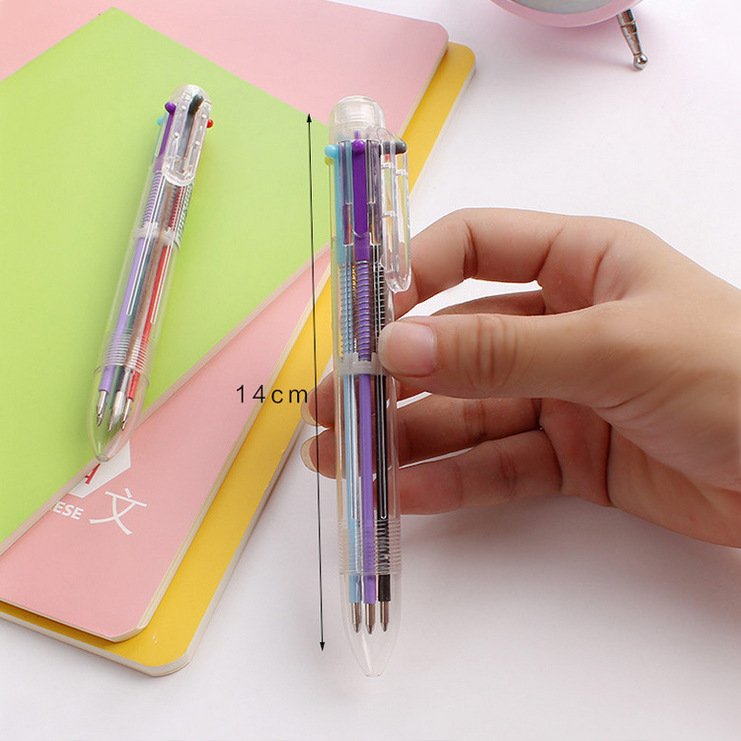 Cheap Custom 6 Colors in 1 Multicolor Ballpoint Pen With Logo promotional Student Gifts Office School Writing Supplies