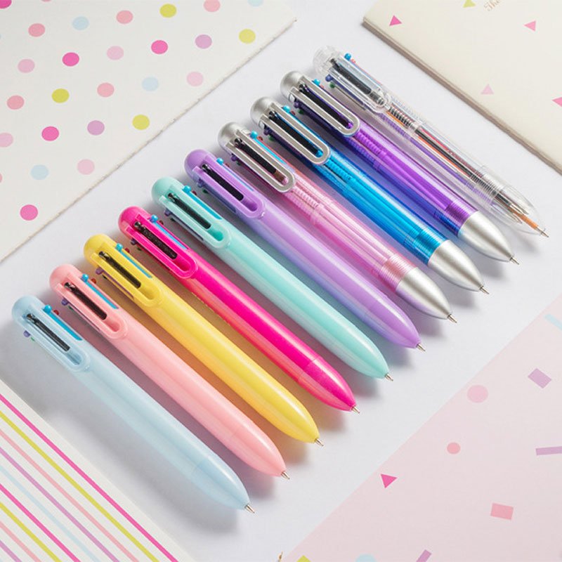 Cheap Custom 6 Colors in 1 Multicolor Ballpoint Pen With Logo promotional Student Gifts Office School Writing Supplies