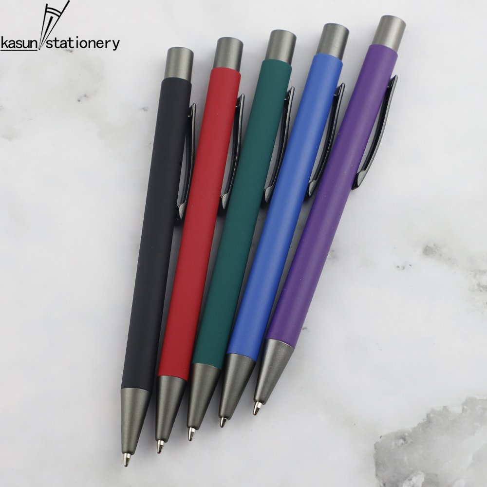 Personalized Minimalist Promotion Metal Rubber Click Ball Pen Aluminum Ballpoint Pen with Custom LOGO Color for Office & School