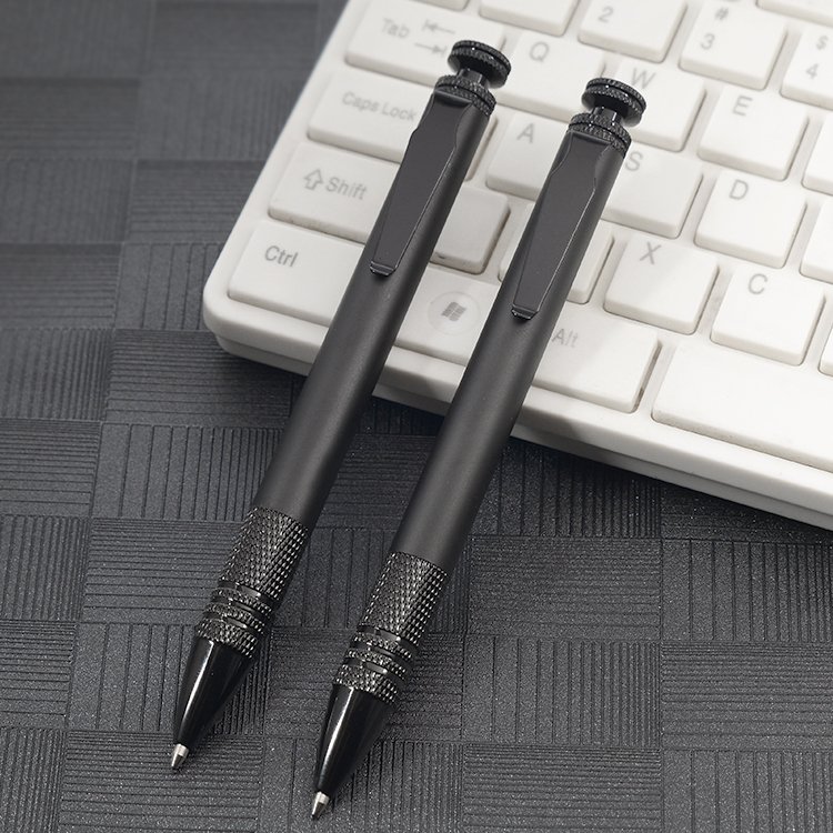 Business Gift Luxury Black Metal Pen With Clip High Quality Ballpoint Pen Black Blue Refill Rollerball Pen Stylo