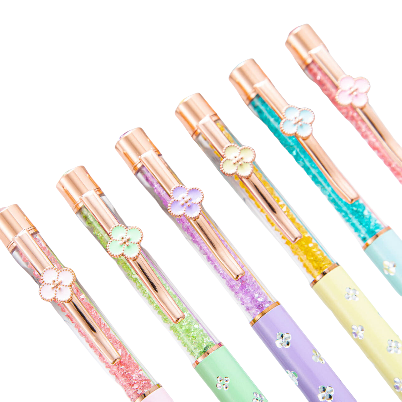 New Creative Pendant Crystal Pen Metal Rotating Pen Supports Customized Logo Clover Ballpoint Pen