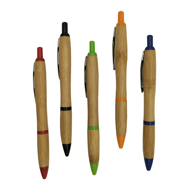 Custom logo laser or print bamboo ballpoint pen promotional cheap pen