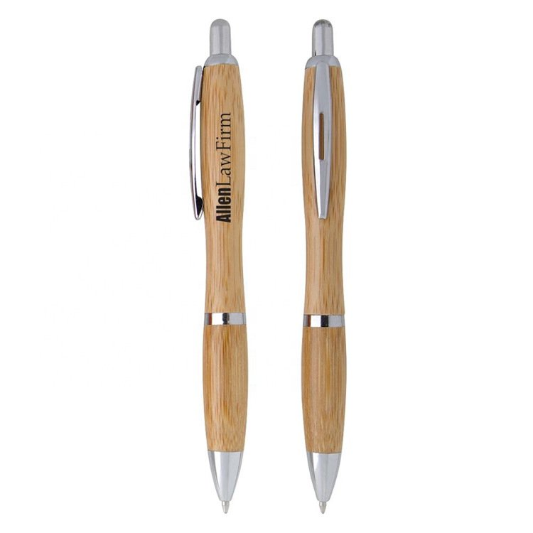 Custom logo laser or print bamboo ballpoint pen promotional cheap pen