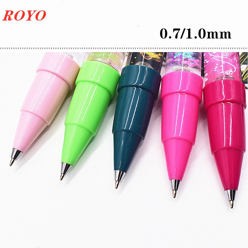 Factory custom logo liquid ball pen 2D 3D Promotional Advertising glitter floating ballpoint pen with LED light