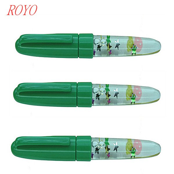 Factory custom logo liquid ball pen 2D 3D Promotional Advertising glitter floating ballpoint pen with LED light