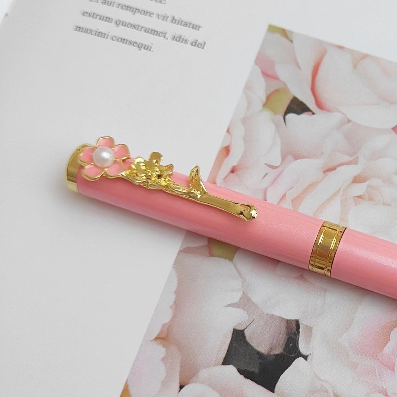 Flower Clip Beautiful Gift Gel Pen With Customized Logo Flower Diamond Metal Ballpoint Pen Personalized Luxury Ball Point