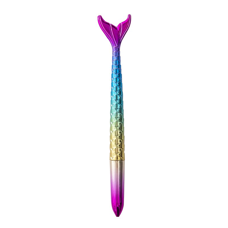 Wholesale Stationery Gift Rainbow Color Body Mermaid Shape Shiny Novelty Office Black Ballpoint Pen For Kid