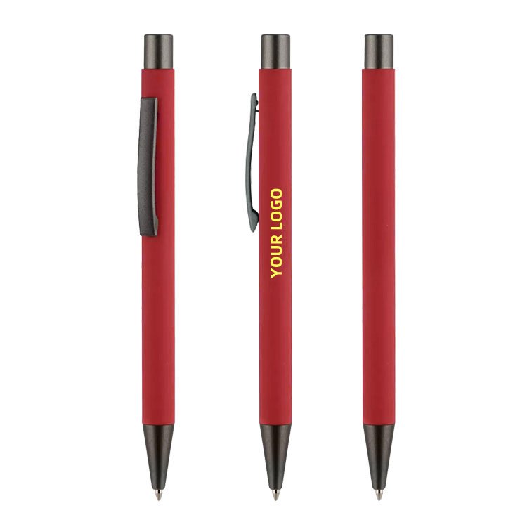 Promotion Soft Rubber Press Aluminum Metal Ballpoint Pen With Custom Advertising Press Printable Logo For Hotel Station