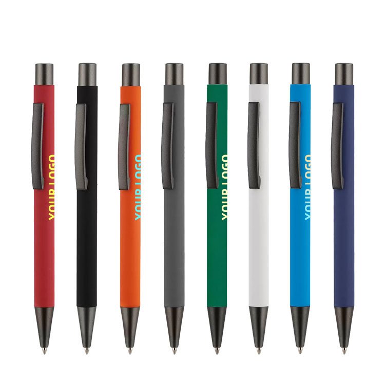 Promotion Soft Rubber Press Aluminum Metal Ballpoint Pen With Custom Advertising Press Printable Logo For Hotel Station