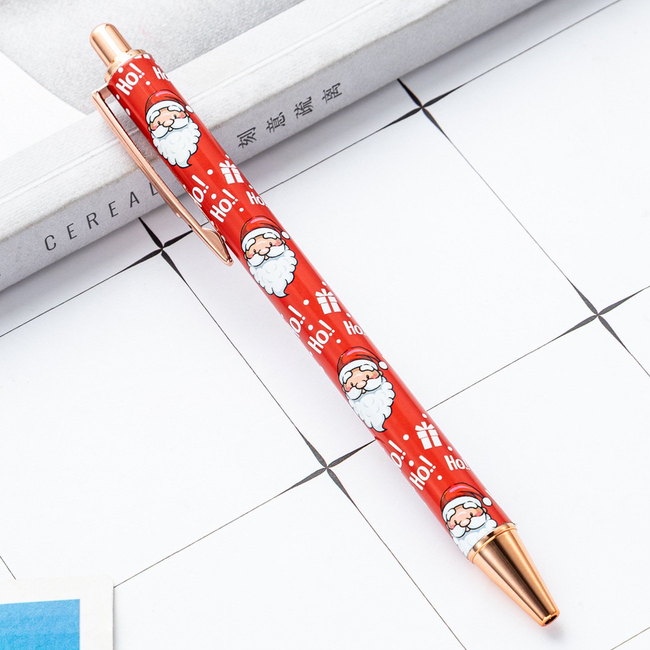 Christmas Tree Snowman Design Ballpoint Pen 1.0 mm Black Ink Custom Logo for School & Office Xmas Gifts