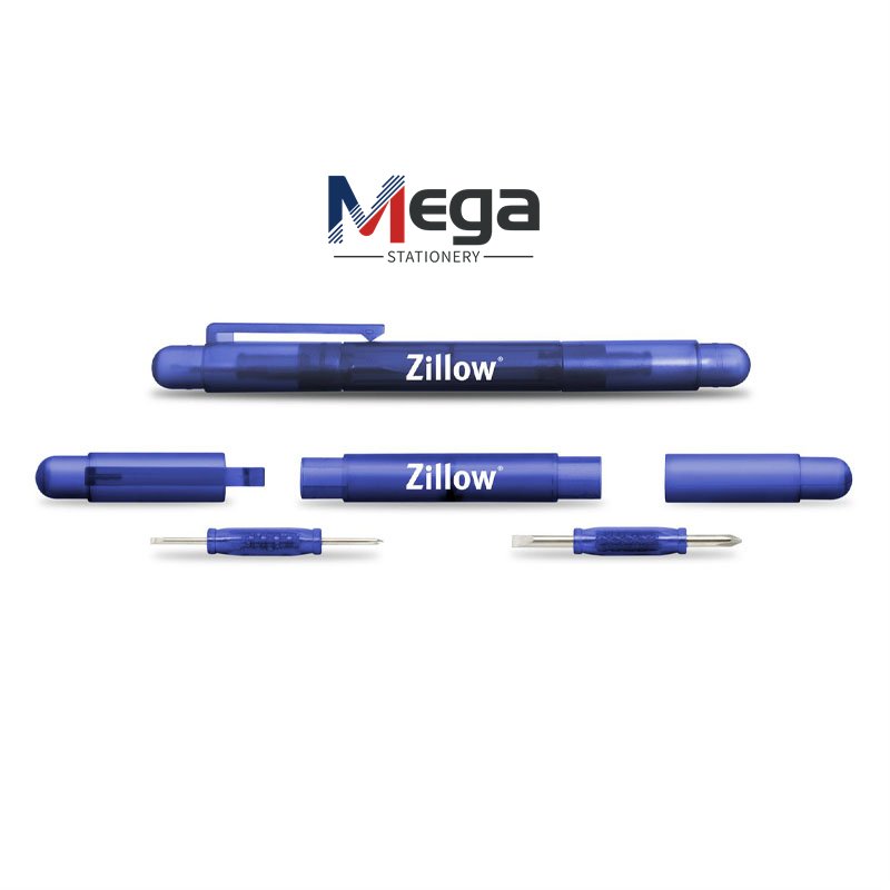 MEGA Promo Dual-Ended Multi-Functional Phillips/Slotted Screwdriver Repair Tool Plastic Pocket Ballpoint Pen