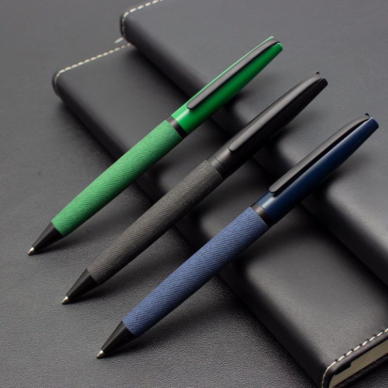 Best-Selling High-End Factory Leather Metal Ballpoint Pen Customized Logo Rotary Promotional Pen with Novelty Advertising Gift