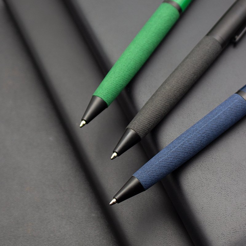 Best-Selling High-End Factory Leather Metal Ballpoint Pen Customized Logo Rotary Promotional Pen with Novelty Advertising Gift