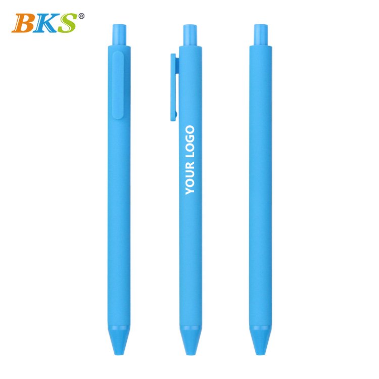 BKS Promotional Cheapest Plastic Ballpen Writing Personalized Custom Logo printed Multiple Candy Color Click Gel Ballpoint pen