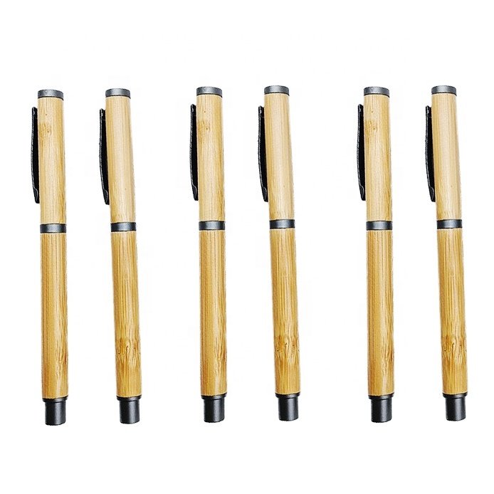 High Quality Promotional Personalized Customized Bamboo Ball Pen With Cap Eco Friendly Engraved Bamboo Ballpoint Pen With Logo