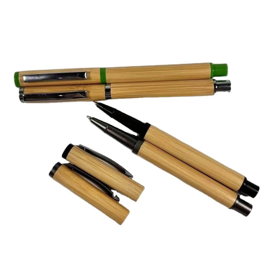 High Quality Promotional Personalized Customized Bamboo Ball Pen With Cap Eco Friendly Engraved Bamboo Ballpoint Pen With Logo