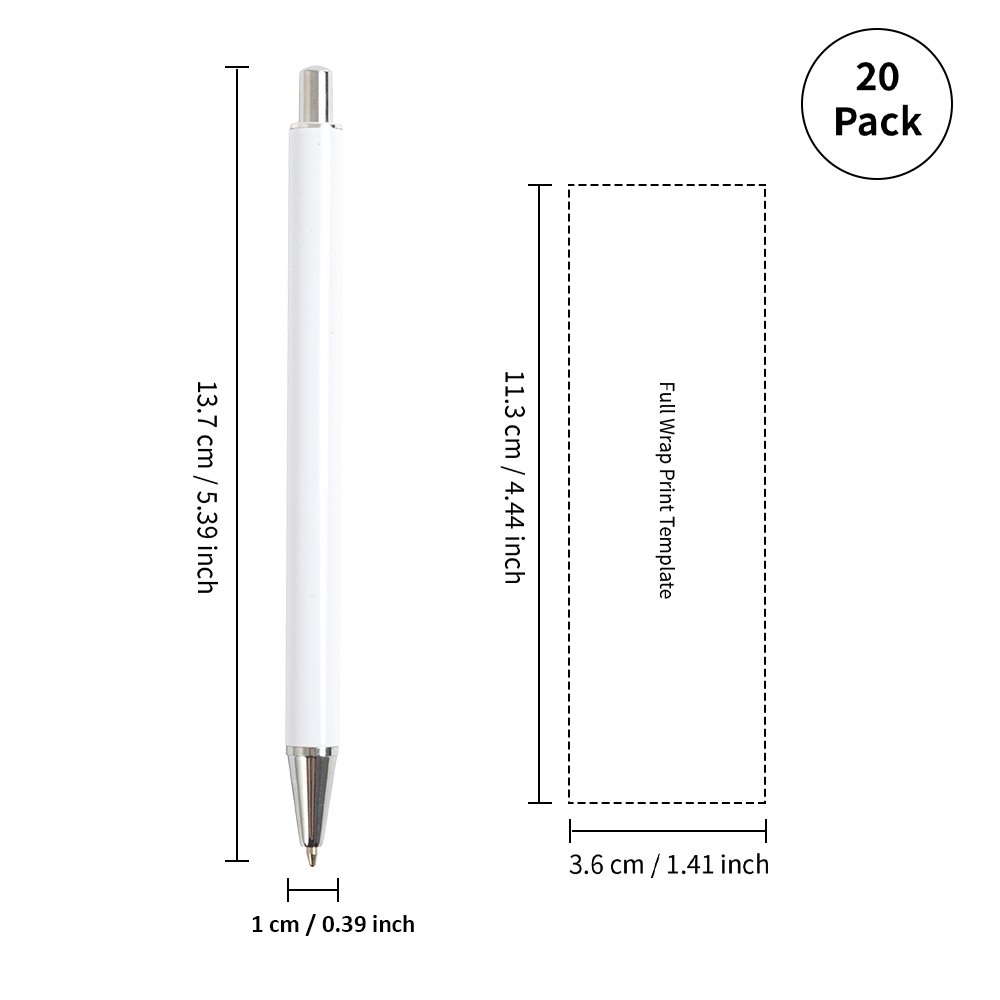 PYD Life New Wholesale Custom Logo DIY Aluminum Sublimation Blank Ballpoint Pen Heat Press Pens for Sublimation with Shrink Wrap